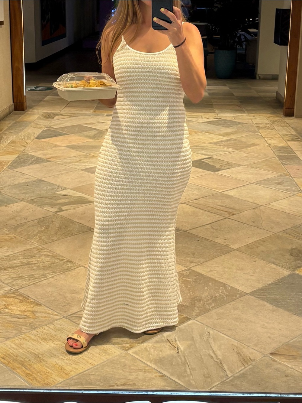 SHEIN White Textured Knit Maxi Dress